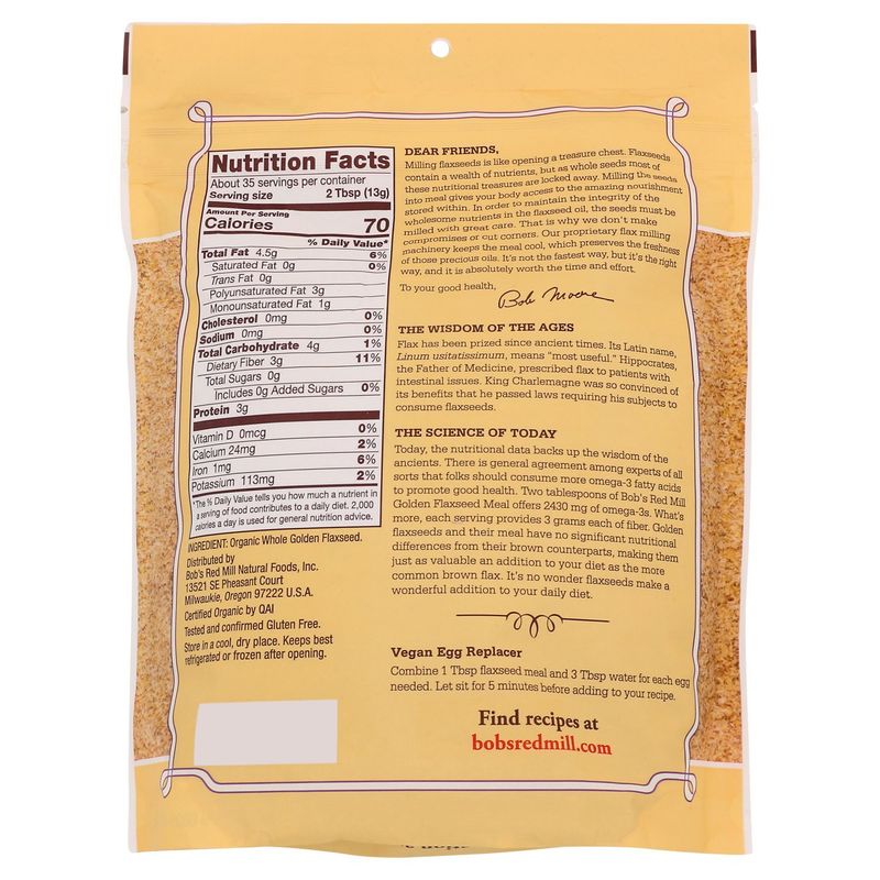 Bob's Red Mill Organic Golden Flaxseed Meal, 16 oz