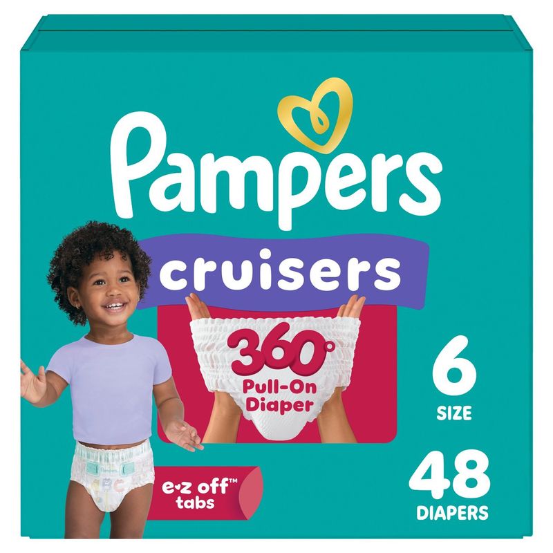 Pampers Cruisers 360° Pull-On Diaper, Size 6, 35+ lb, 48 count