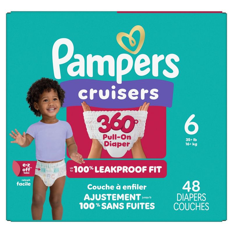 Pampers Cruisers 360° Pull-On Diaper, Size 6, 35+ lb, 48 count