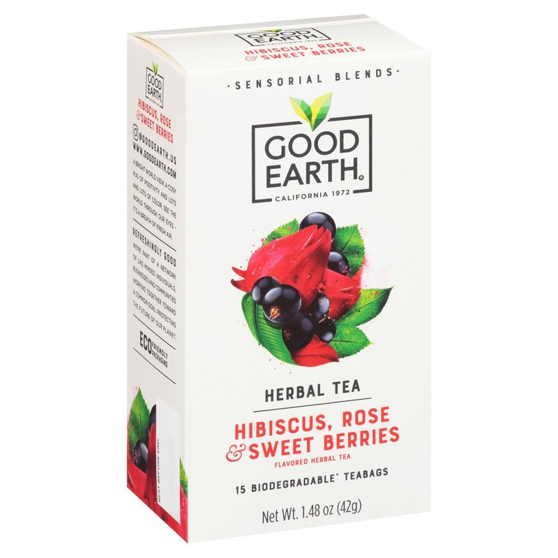 Good Earth Hibiscus, Rose &amp; Sweet Berries Herbal Teabags, 15 count, 1.48 oz