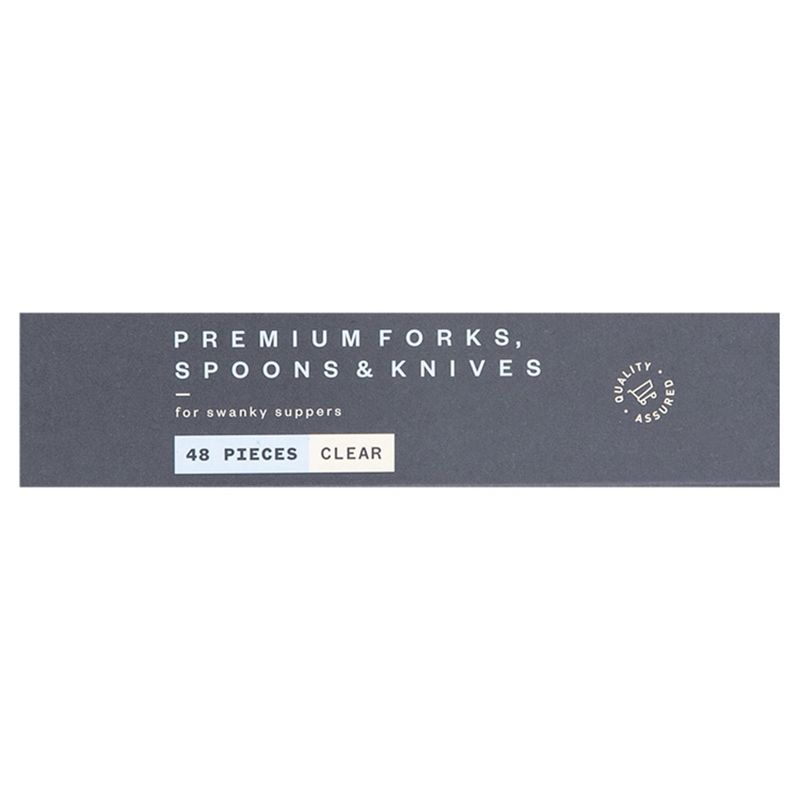 Paperbird Premium Heavy Duty Clear Premium Forks, Spoons &amp; Knives, 48 count