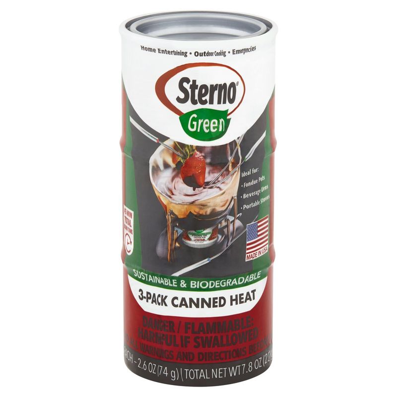 Sterno Green Sustainable &amp; Biodegradable Canned Heat, 2.6 oz, 3 count