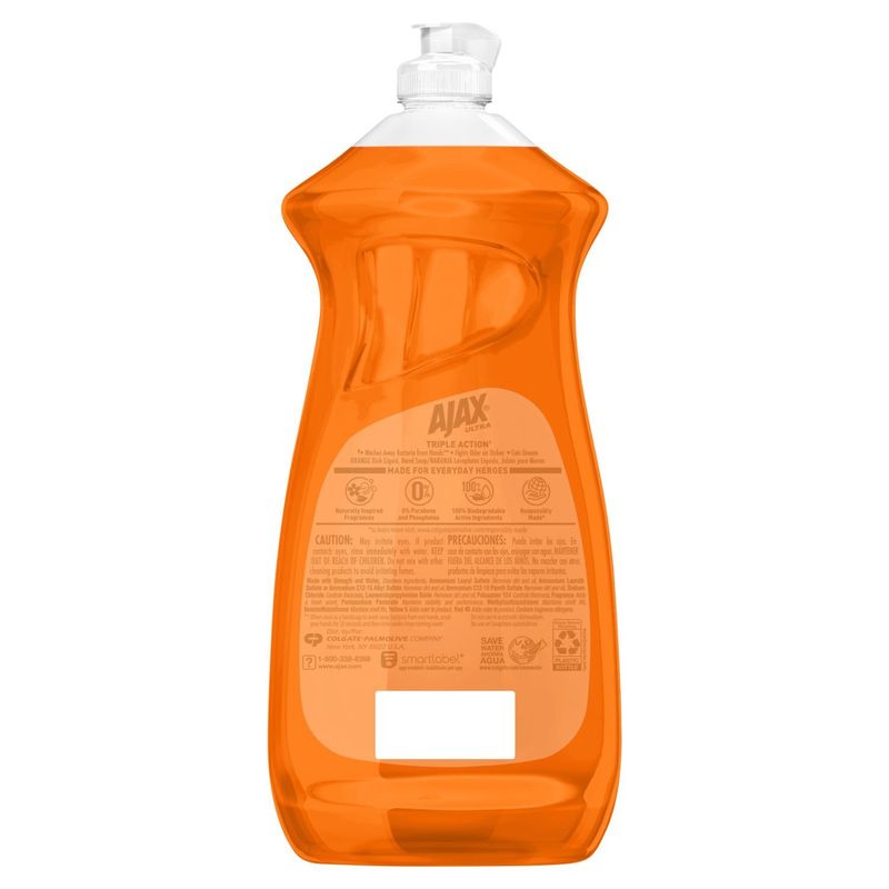 Ajax Ultra Triple Action Dishwashing Liquid Dish Soap, Orange Scent - 28 Fluid Ounce