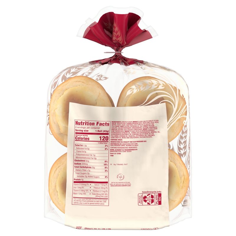 Bowl &amp; Basket Enriched Sliced Hamburger Rolls, 8 count, 12 oz