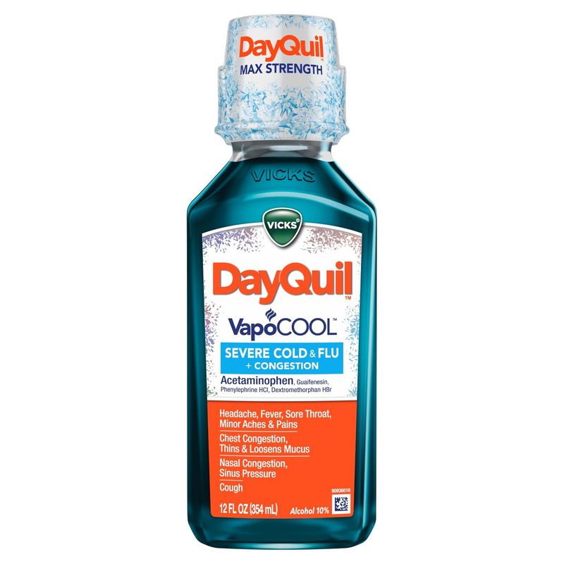 Vicks DayQuil VapoCOOL SEVERE Cold &amp; Flu Liquid Over-the-Counter Medicine, Powerful, Non-Drowsy Day