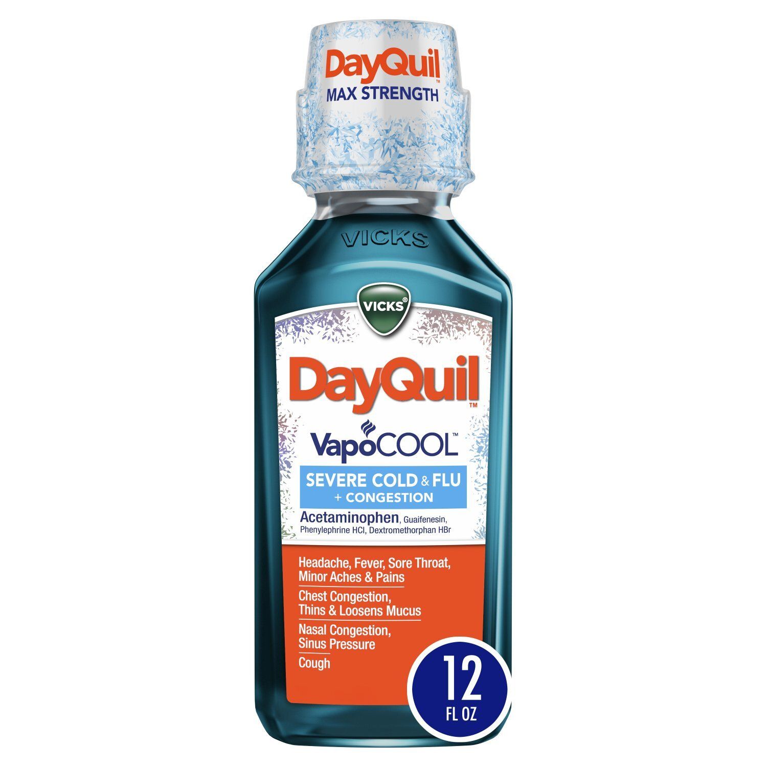 Vicks DayQuil VapoCOOL SEVERE Cold &amp; Flu Liquid Over-the-Counter Medicine, Powerful, Non-Drowsy Day