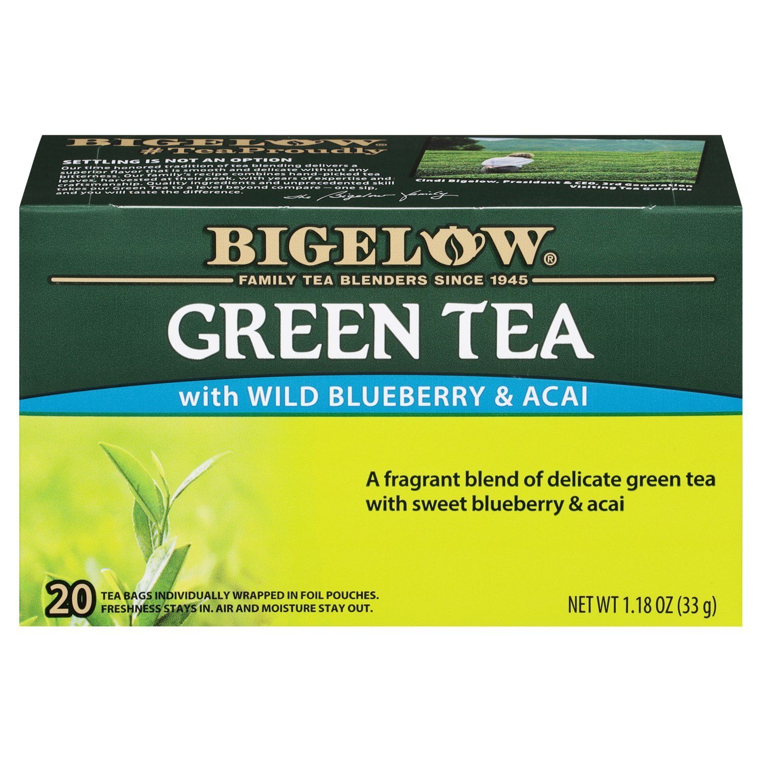 Bigelow Green with Wild Blueberry &amp; Acai Tea Bags, 20 count, 1.18 oz