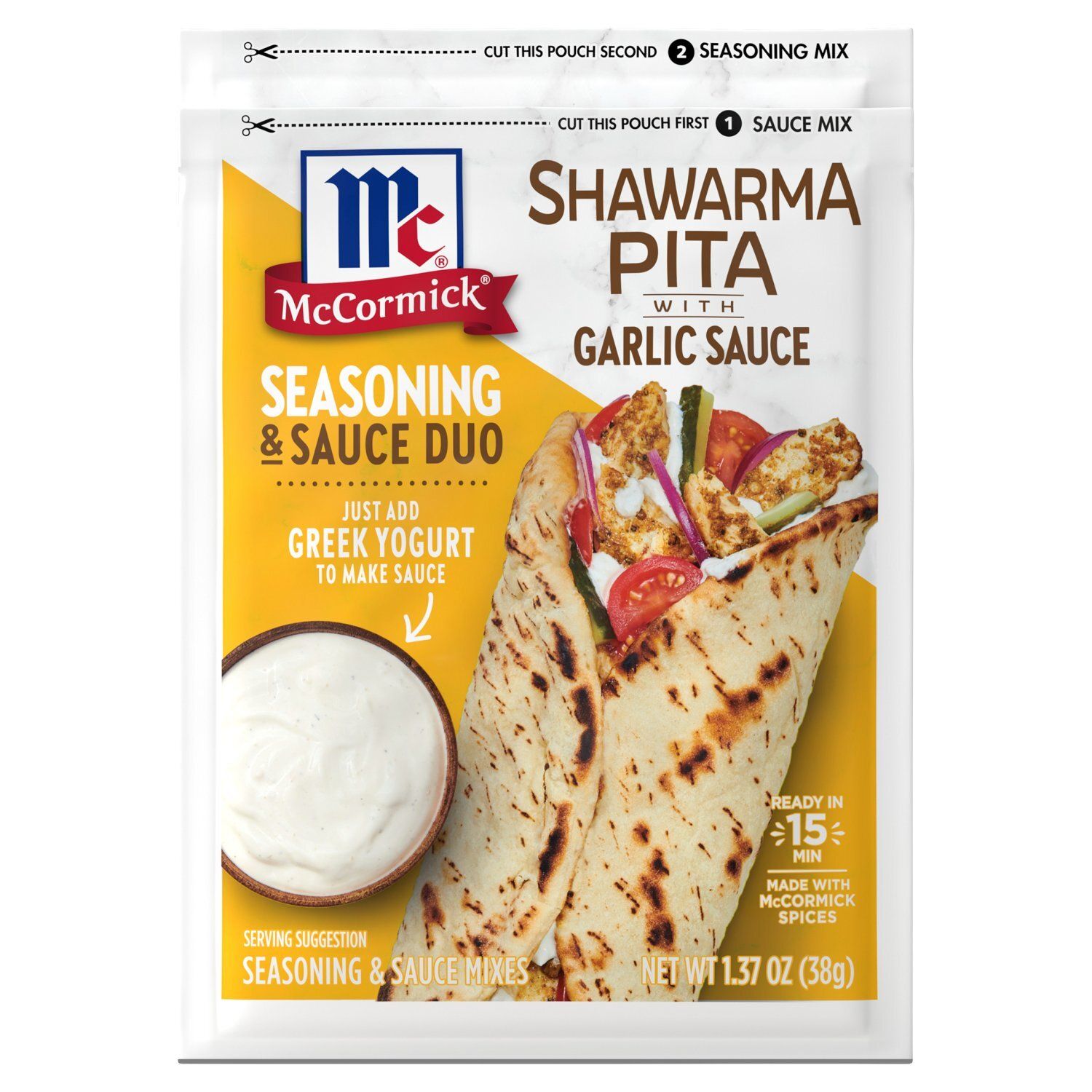 McCormick Shawarma Pita with Garlic Sauce Seasoning &amp; Sauce Mixes, 1.37 oz