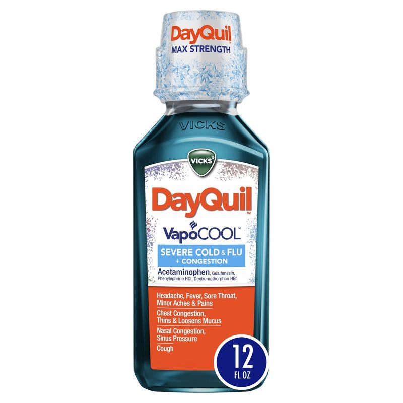 Vicks DayQuil VapoCOOL SEVERE Cold &amp; Flu Liquid Over-the-Counter Medicine, Powerful, Non-Drowsy Day