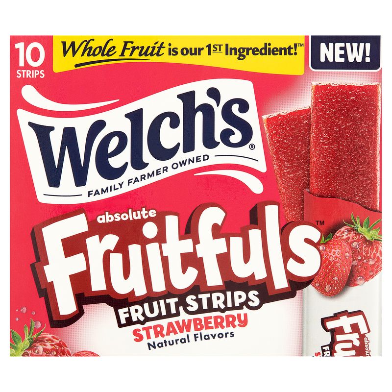 Welch's Strawberry Absolute Fruitfuls Fruit Strips, 0.5 oz, 10 count
