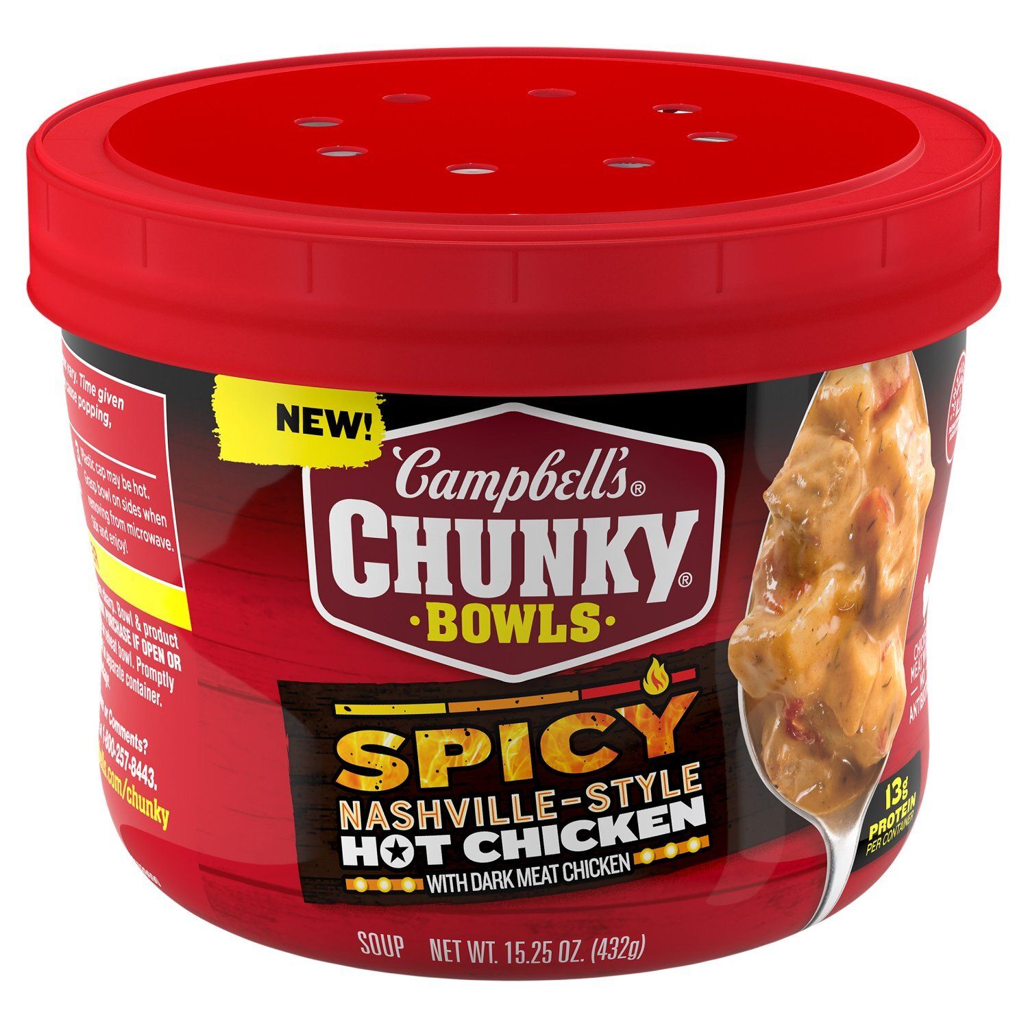Campbell's Chunky Bowls Spicy Nashville-Style Hot Chicken Soup, 15.25 oz