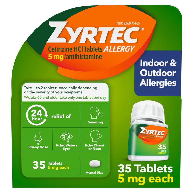 Zyrtec Indoor &amp; Outdoor Allergies Tablets, 5mg, 35 count