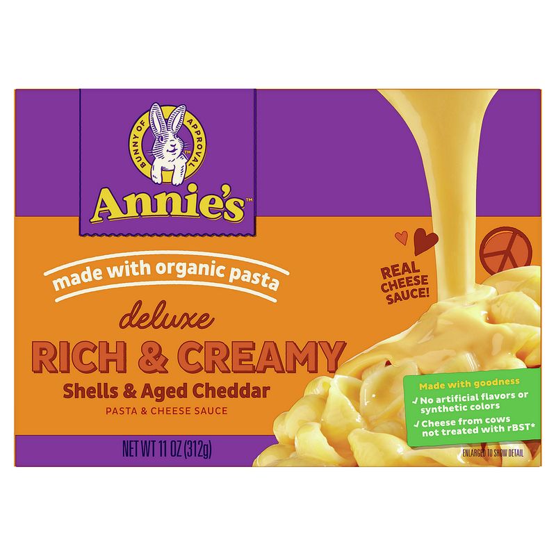 Annie's Deluxe Rich &amp; Creamy Shells &amp; Aged Cheddar Pasta &amp; Cheese Sauce, 11 oz