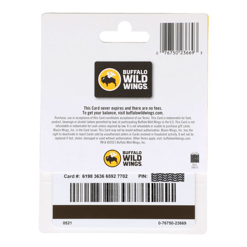 Buffalo Wild Wings $25 Gift Card, 1 each