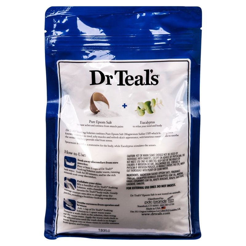 Dr Teal's Pure Epsom Salt Soaking Solution with Eucalyptus &amp; Spearmint, 3 lbs