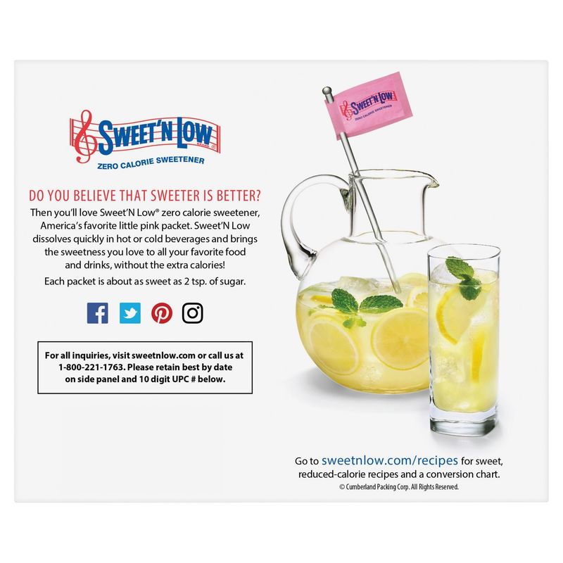 Sweet'N Low Zero Calorie Sweetener, 100 count, 3.5 oz