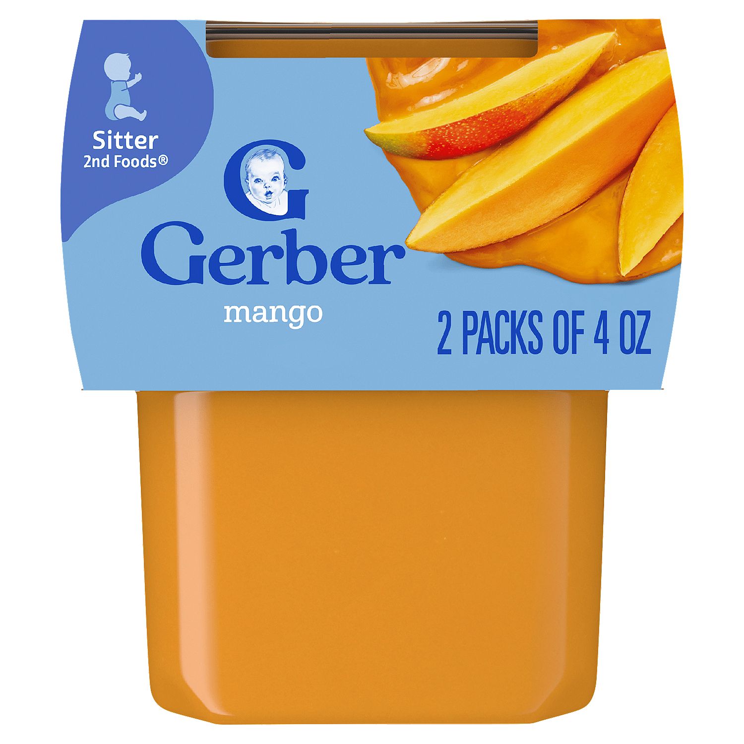 Gerber 2nd Foods Mango Baby Food, Sitter, 4 oz, 2 count