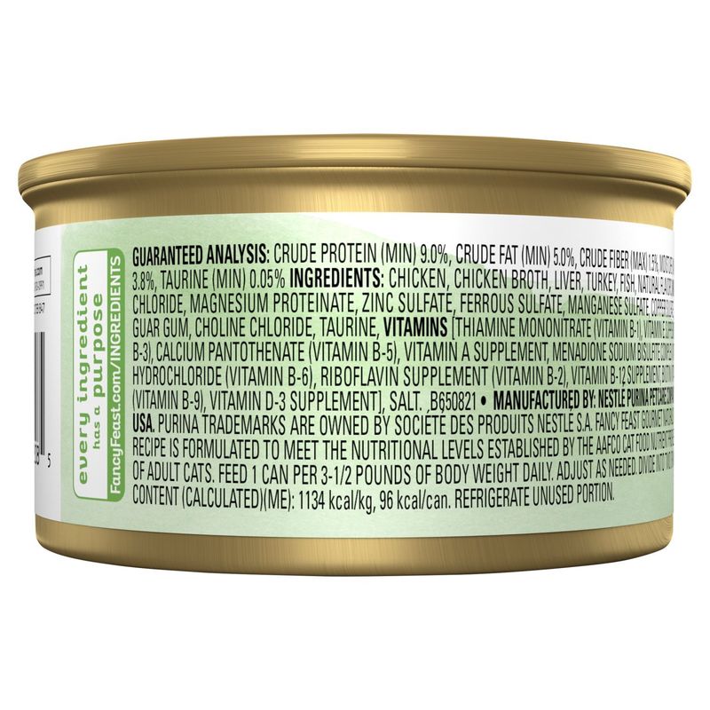 Purina Fancy Feast Paté Natural White Meat Chicken Recipe Gourmet Cat Food, 3 oz