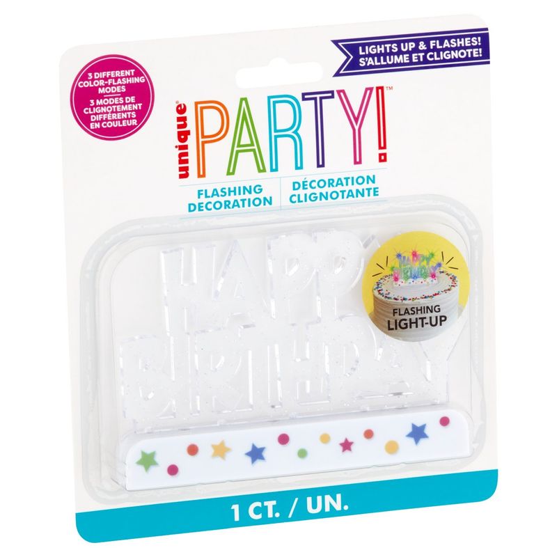 Unique Party! Flashing Happy Birthday Decoration, 1 count
