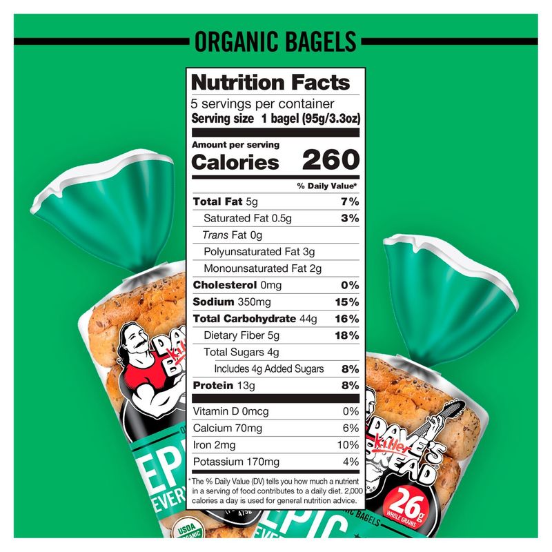 Dave's Killer Bread Epic Everything Organic Bagels, 5 count, 16.75 oz