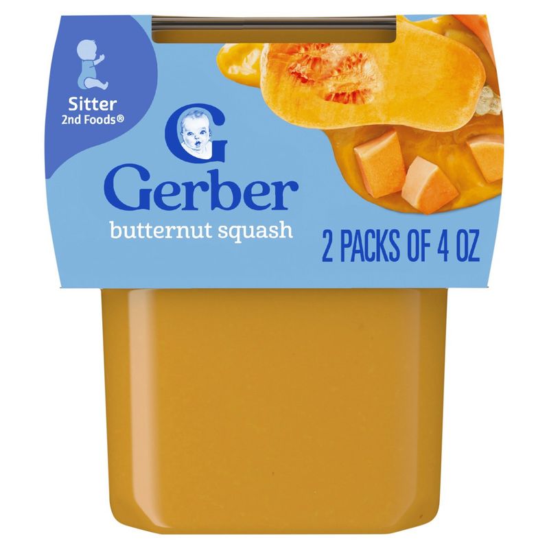 Gerber 2nd Foods Butternut Squash Baby Food, Sitter, 4 oz, 2 count