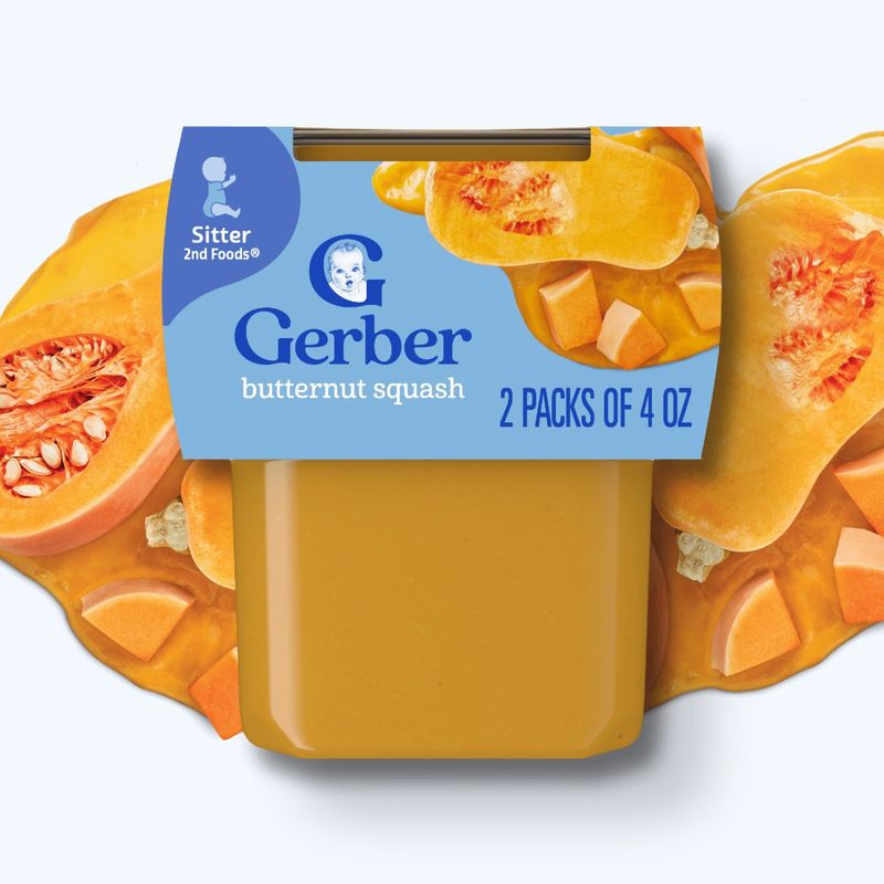 Gerber 2nd Foods Butternut Squash Baby Food, Sitter, 4 oz, 2 count