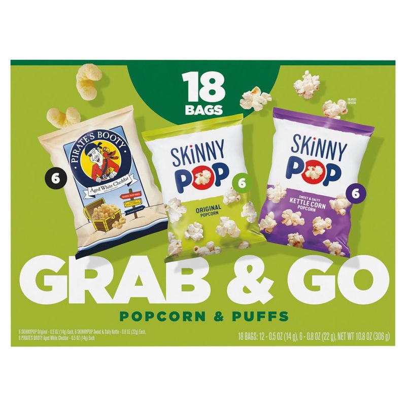 Grab &amp; Go Popcorn &amp; Puffs, 18 count, 10.8 oz