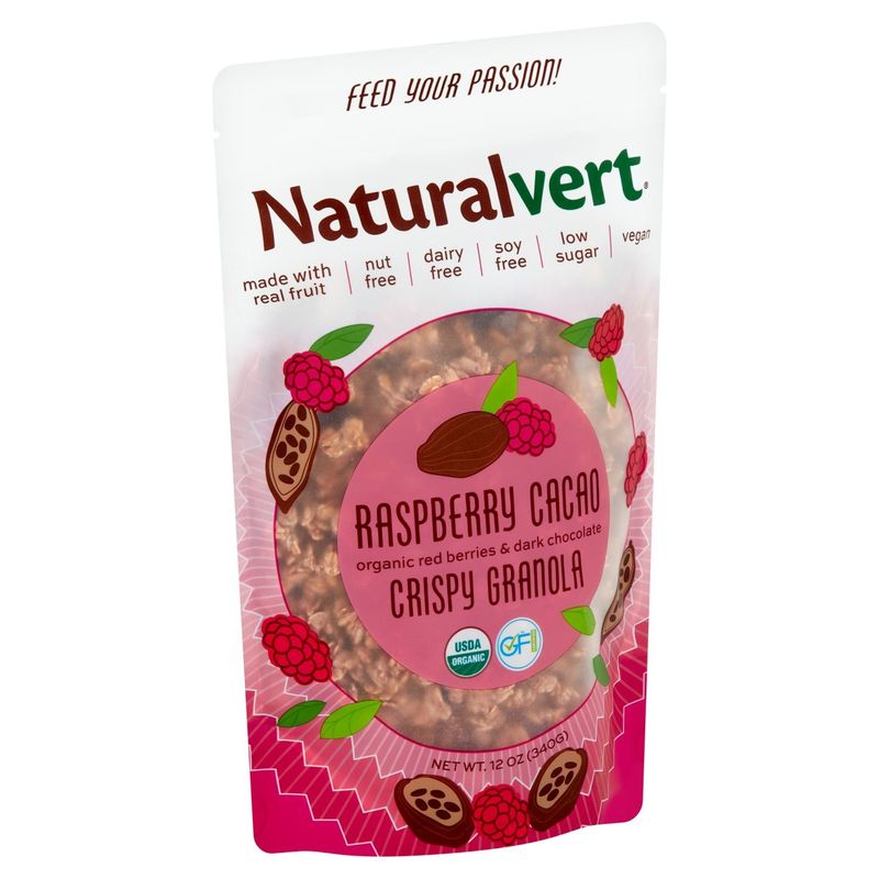 Naturalvert Raspberry Cacao Organic Red Berries &amp; Dark Chocolate Crispy Granola, 12 oz