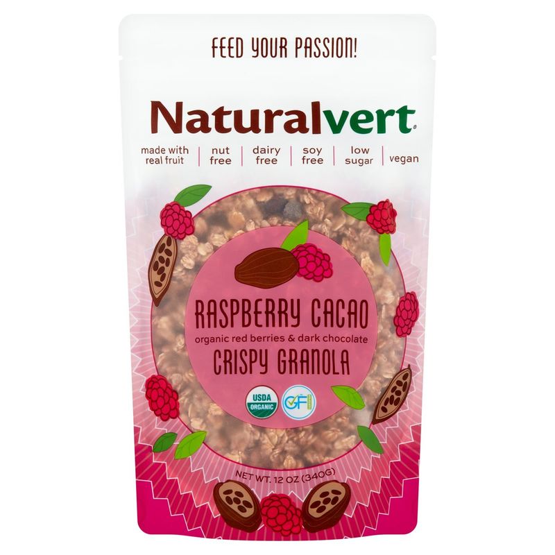 Naturalvert Raspberry Cacao Organic Red Berries &amp; Dark Chocolate Crispy Granola, 12 oz