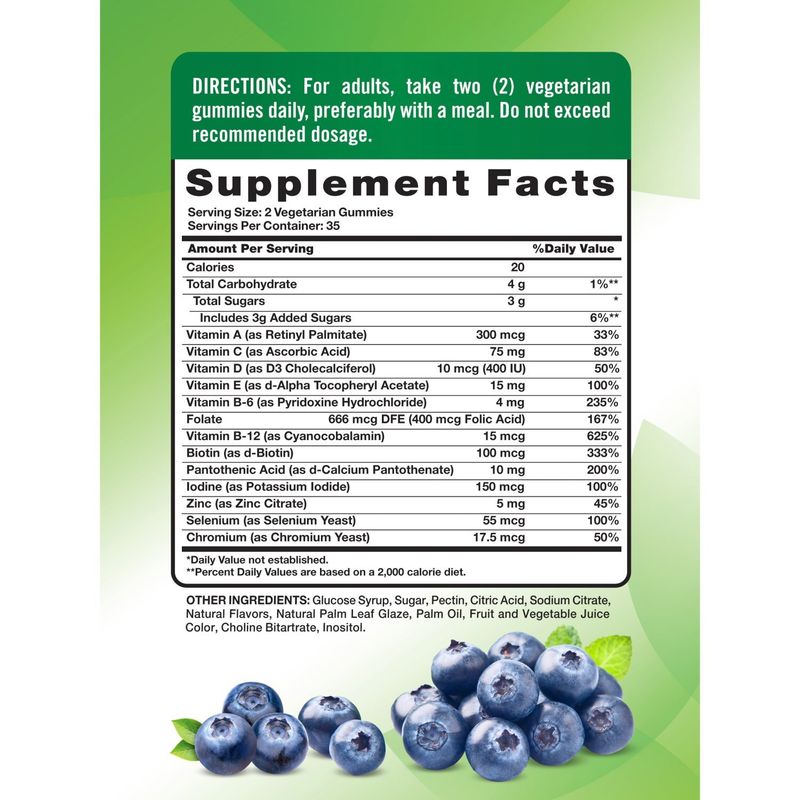 Nature's Truth Men's Multivitamin Delicious Blueberry Flavor Gummies Dietary Supplement, 70 count