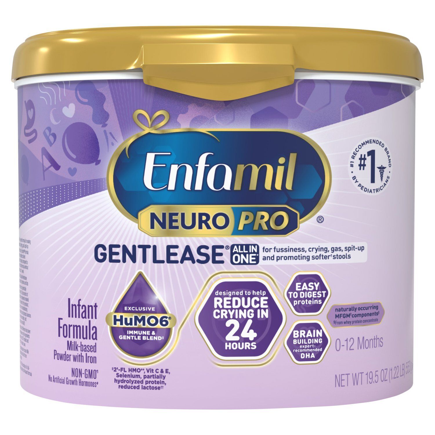 Enfamil NeuroPro Gentlease Baby Formula, Reduce Fussiness, Crying, Gas &amp; Spit-up in 24 Hrs, 19.5 Oz