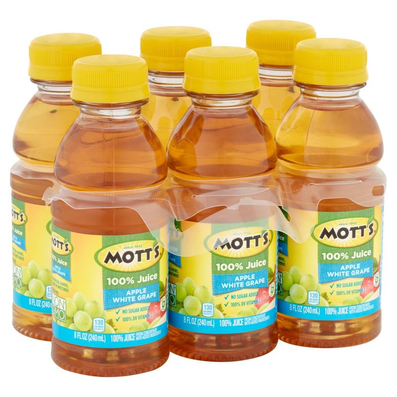 Mott's Apple White Grape 100% Juice, 8 fl oz, 6 count