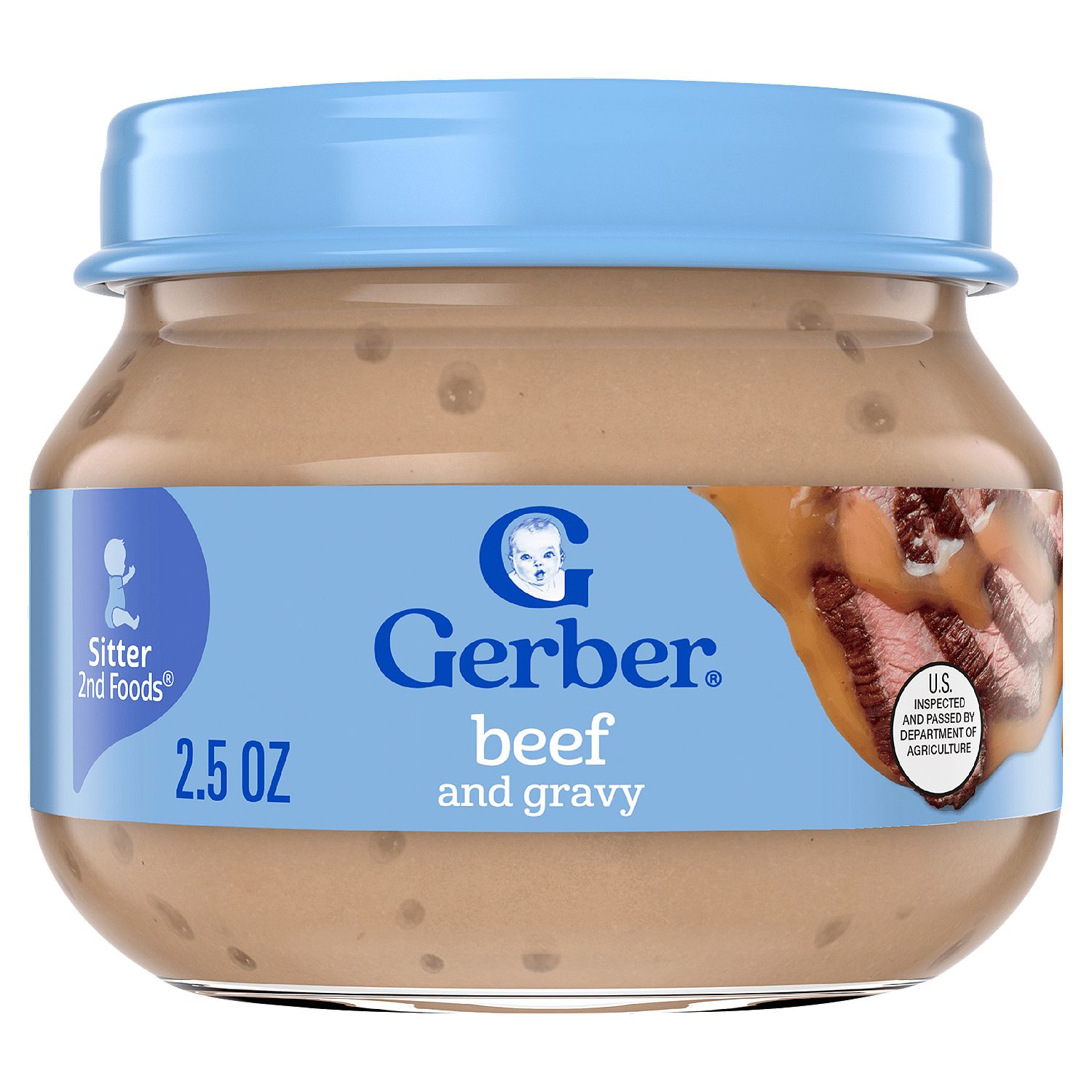 Gerber 2nd Foods Beef and Gravy Baby Food, Sitter, 4M, 2.5 oz