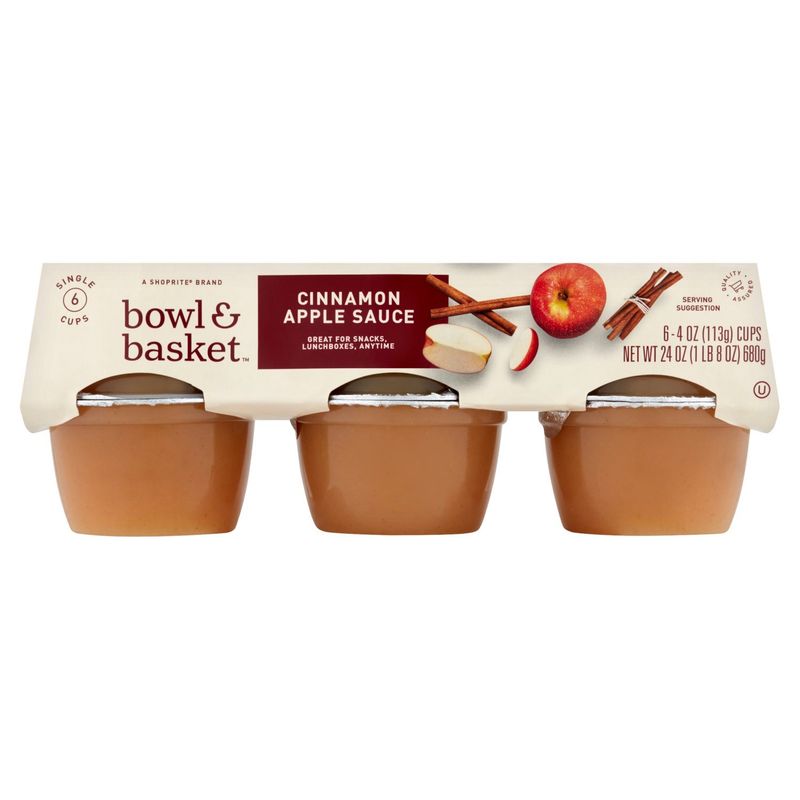 Bowl &amp; Basket Cinnamon Apple Sauce, 4 oz, 6 count