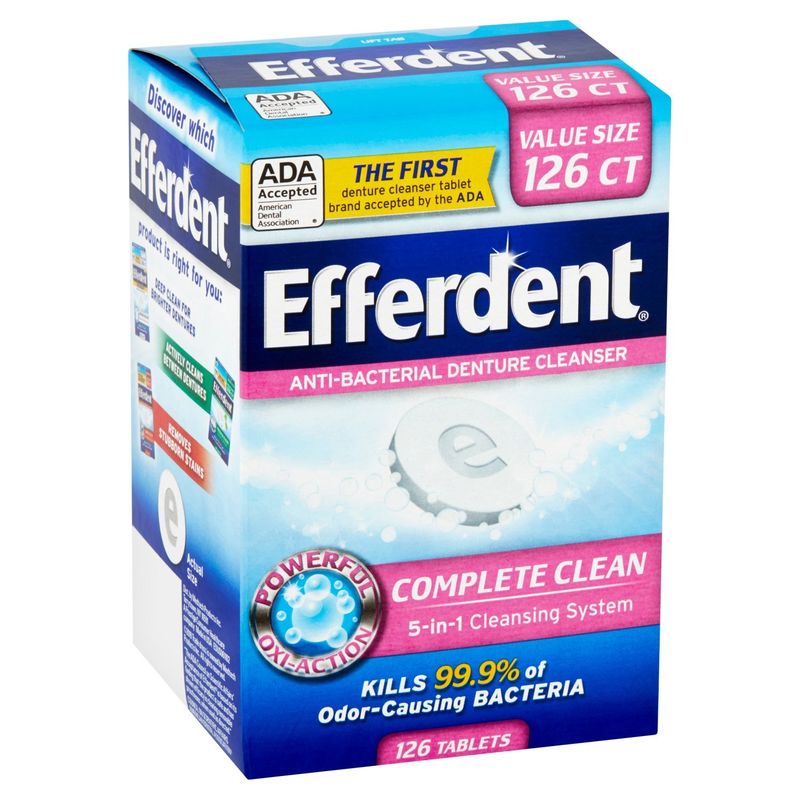 Efferdent Complete Clean Anti-Bacterial Denture Cleanser Tablets Value Size, 126 count