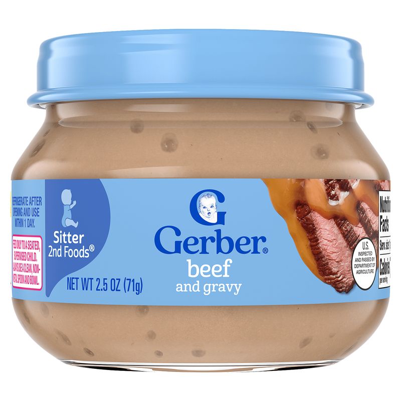 Gerber 2nd Foods Beef and Gravy Baby Food, Sitter, 4M, 2.5 oz