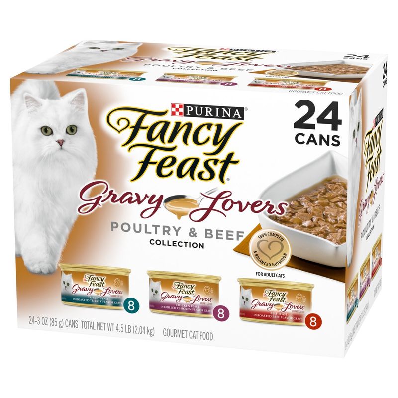 Purina Fancy Feast Gravy Lovers Poultry &amp; Beef Collection Gourmet Cat Food, 3 oz, 24 count