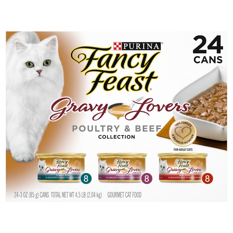 Purina Fancy Feast Gravy Lovers Poultry &amp; Beef Collection Gourmet Cat Food, 3 oz, 24 count