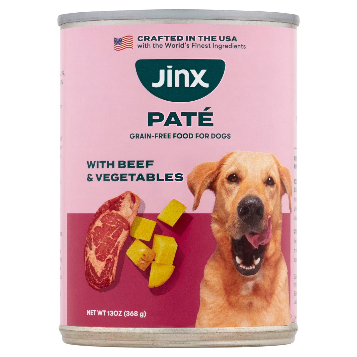 Jinx Paté Grain-Free Food for Dogs with Beef &amp; Vegetables, 13 oz