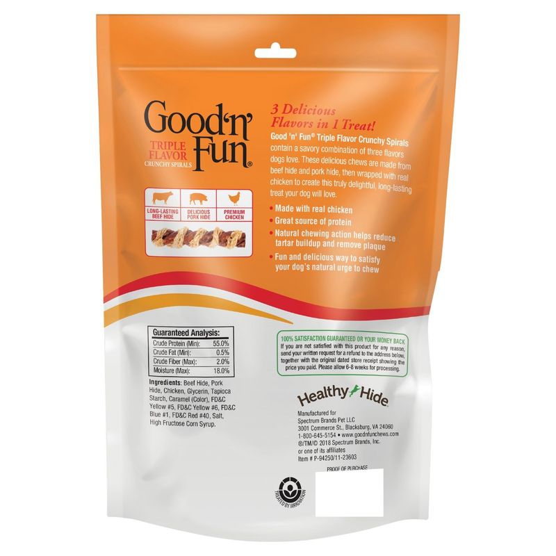 Good 'n' Fun Triple Flavor Crunchy Spirals Snack for All Dogs, 3 count, 4.2 oz