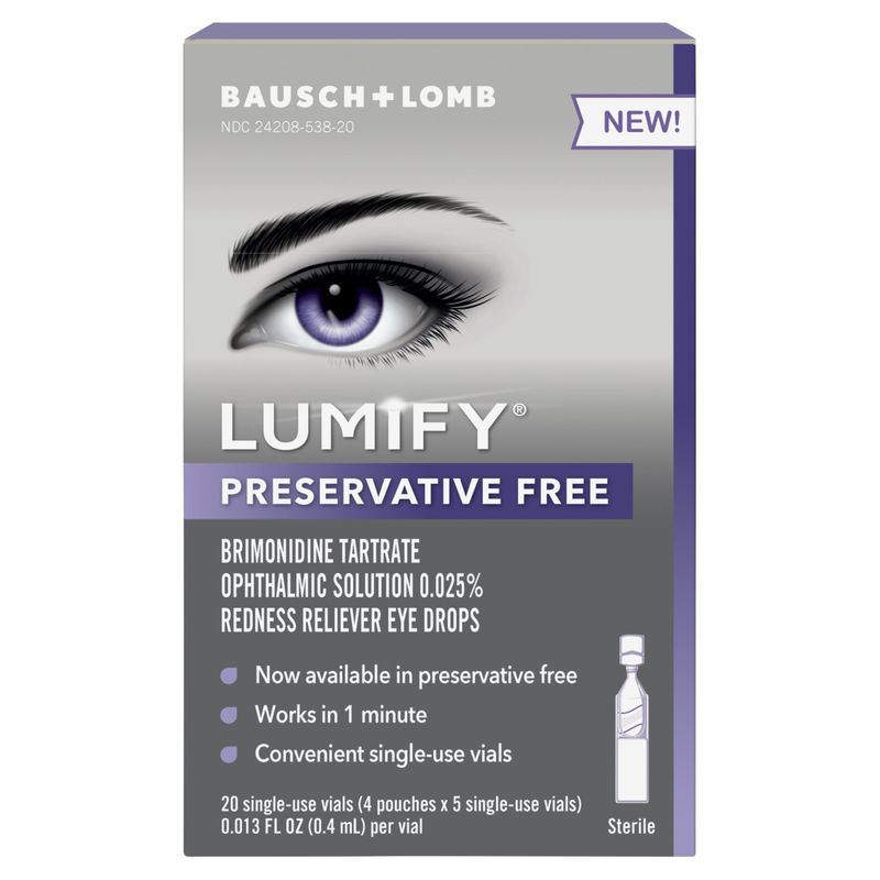 Bausch + Lomb Lumify Redness Reliever Eye Drops, 20 count, 0.013 fl oz