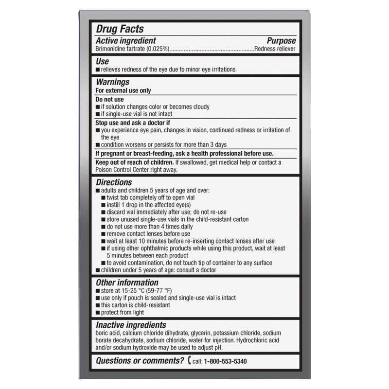 Bausch + Lomb Lumify Redness Reliever Eye Drops, 20 count, 0.013 fl oz