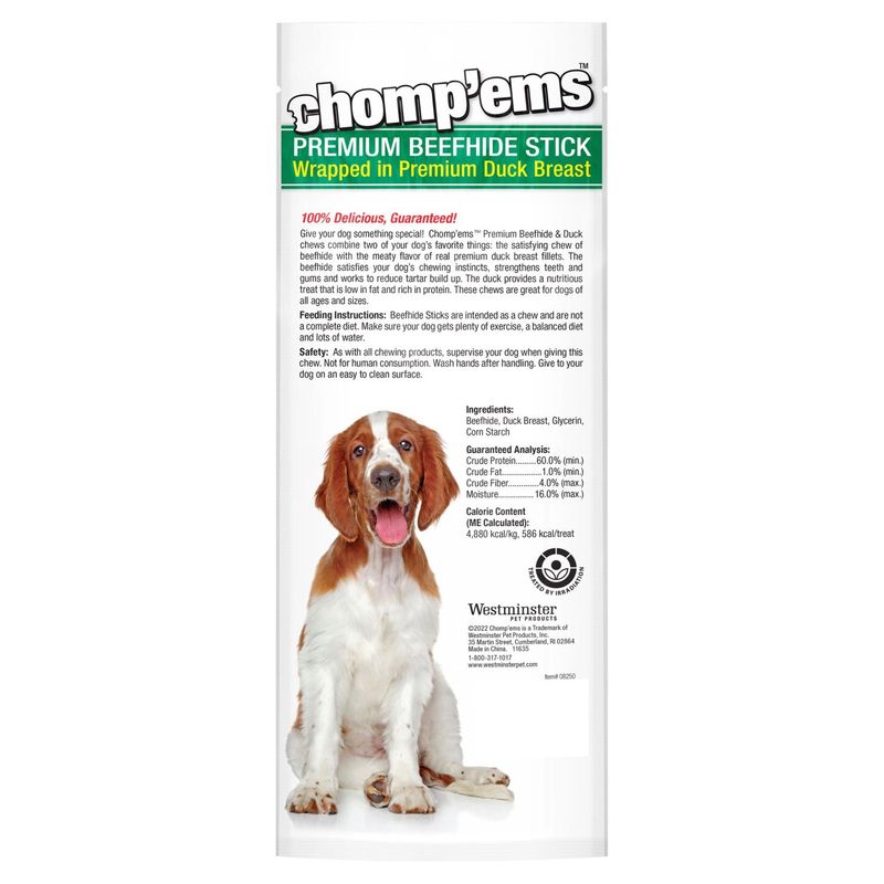 Ruffin' It Chomp'ems Premium Beefhide Stick Dog Chew, 4.2 oz