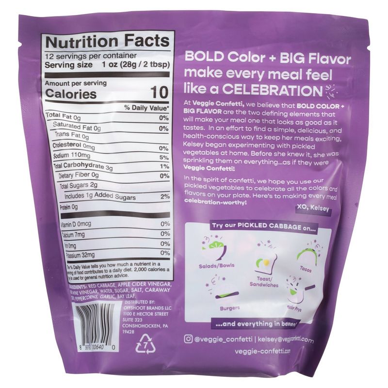 Veggie Confetti Pickled Cabbage, 12 oz