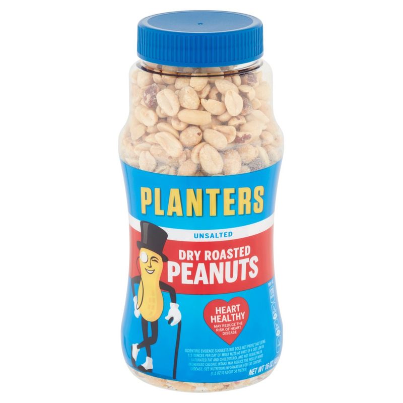 Planters Unsalted Dry Roasted Peanuts, 16 oz