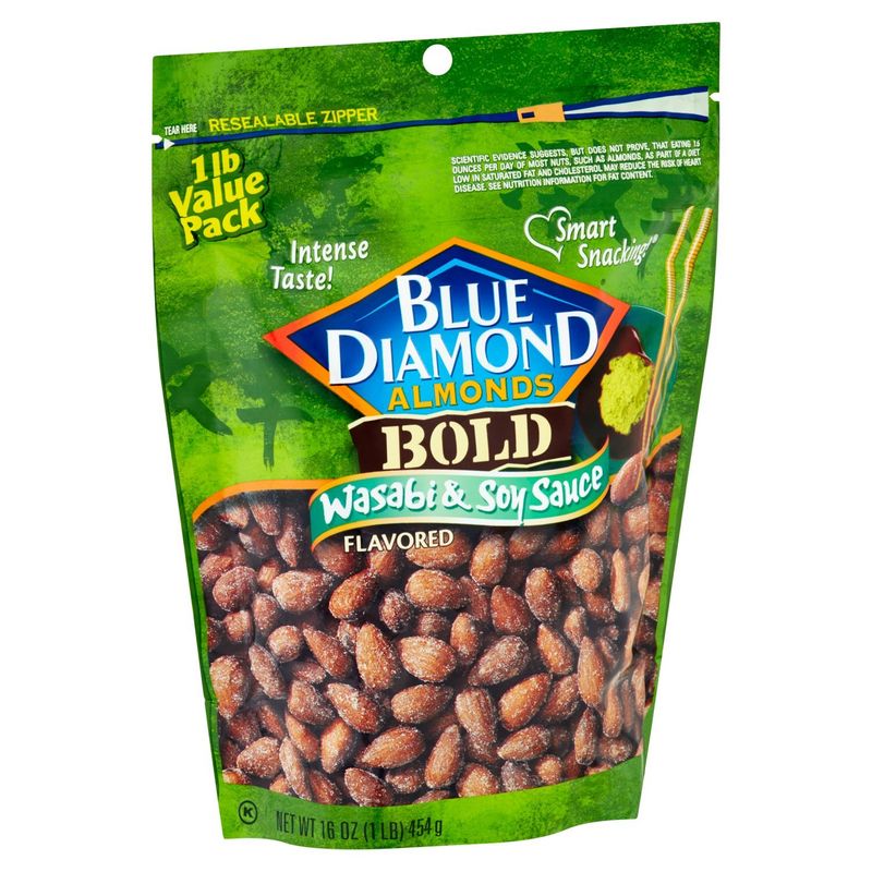 Blue Diamond Almonds Bold Wasabi &amp; Soy Sauce Flavored Almonds Value Pack, 16 oz