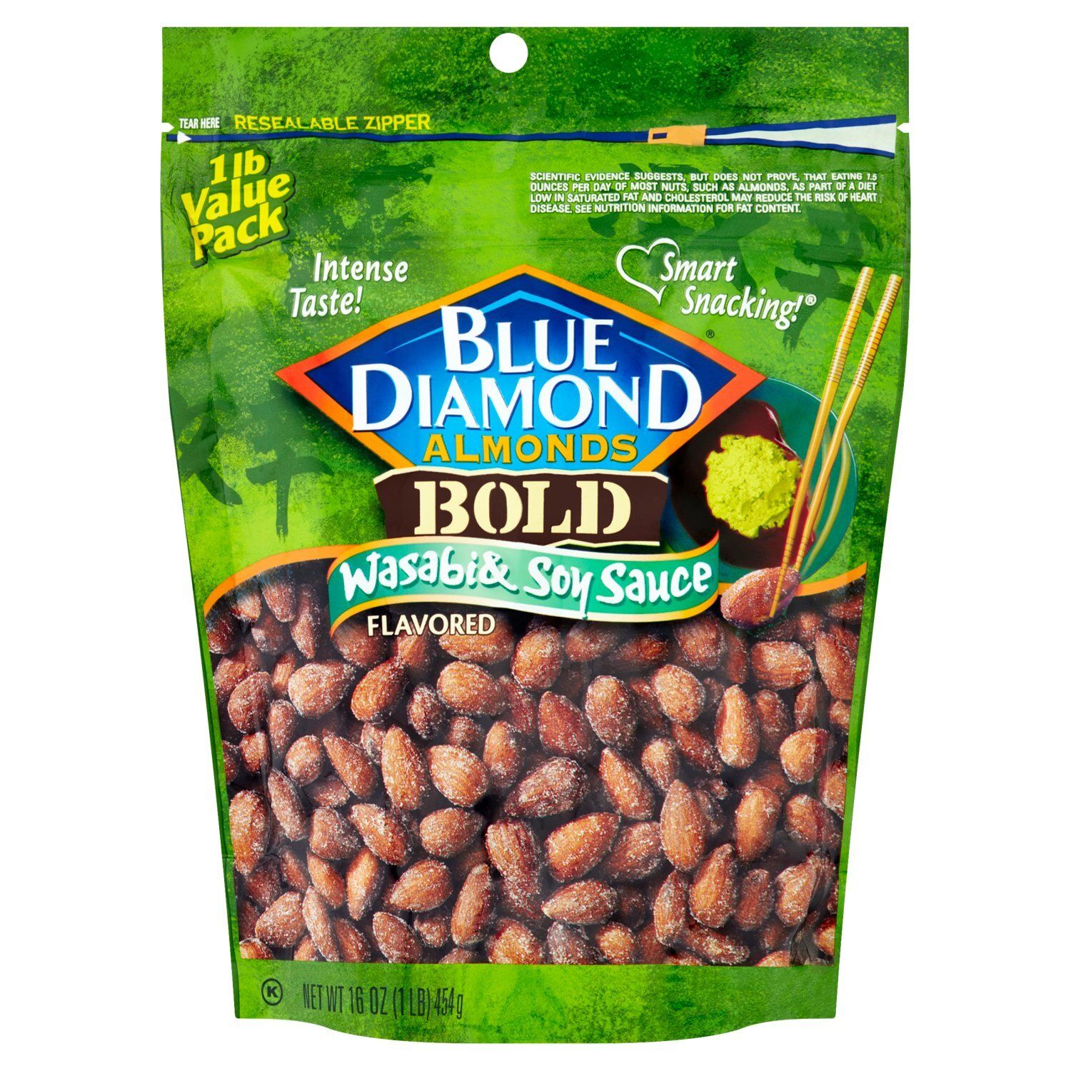 Blue Diamond Almonds Bold Wasabi &amp; Soy Sauce Flavored Almonds Value Pack, 16 oz