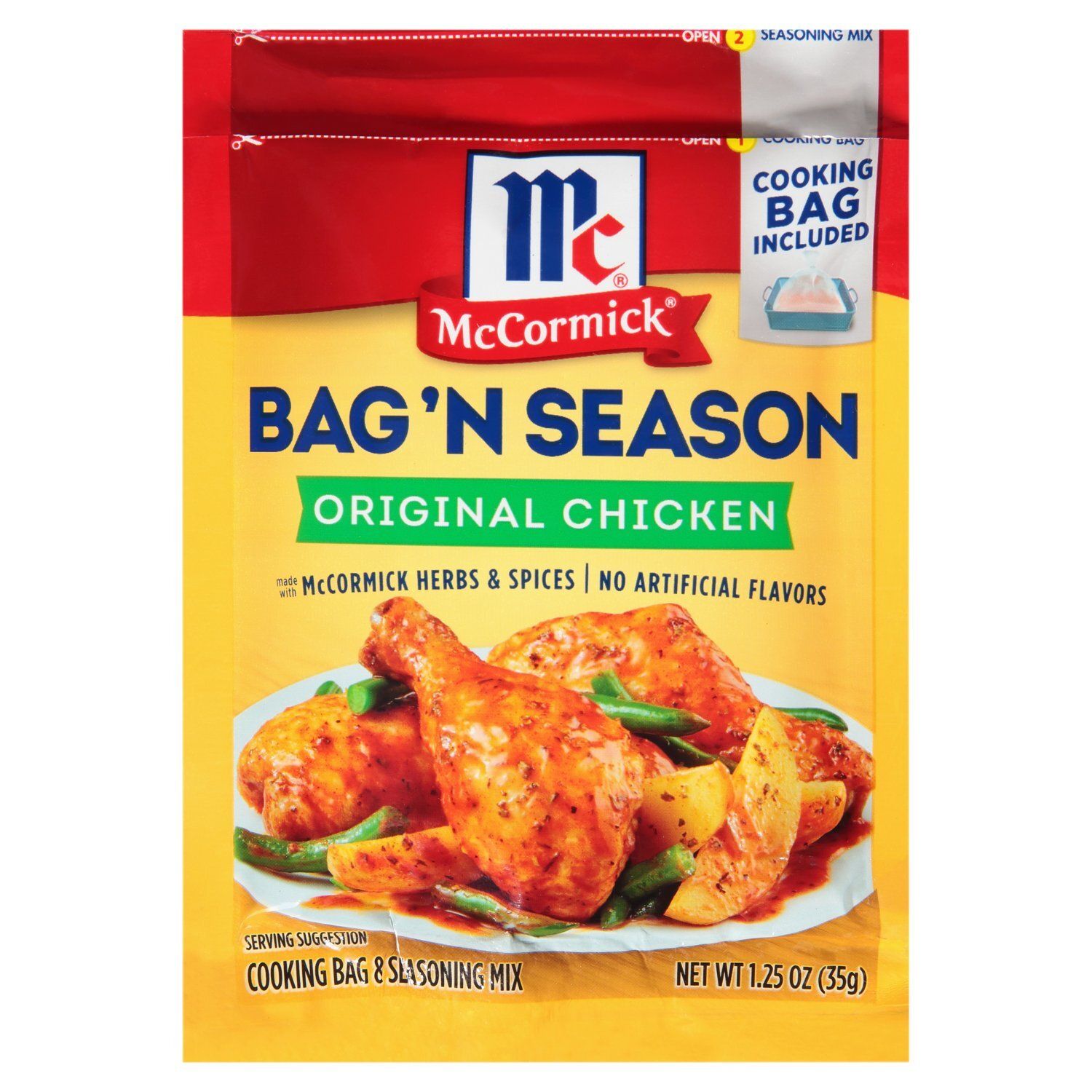 McCormick Bag'n Season Original Chicken Cooking Bag &amp; Seasoning Mix, 1.25 oz