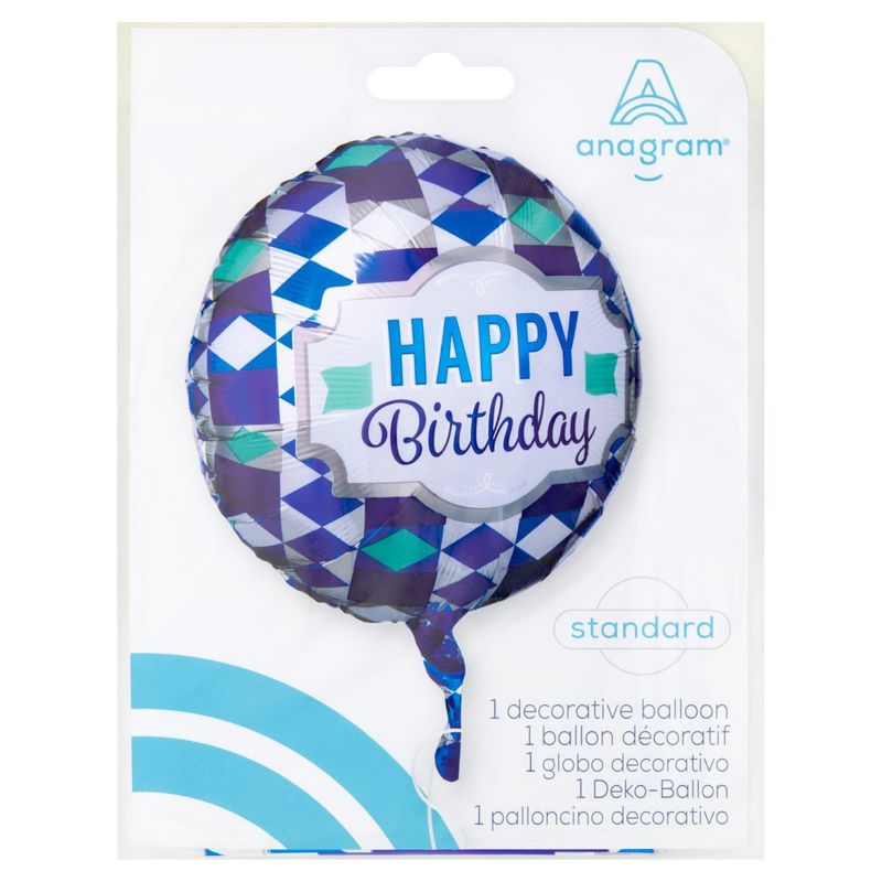 Happy Birthday Standard Round Decorative Balloon, 17 in, 1 count
