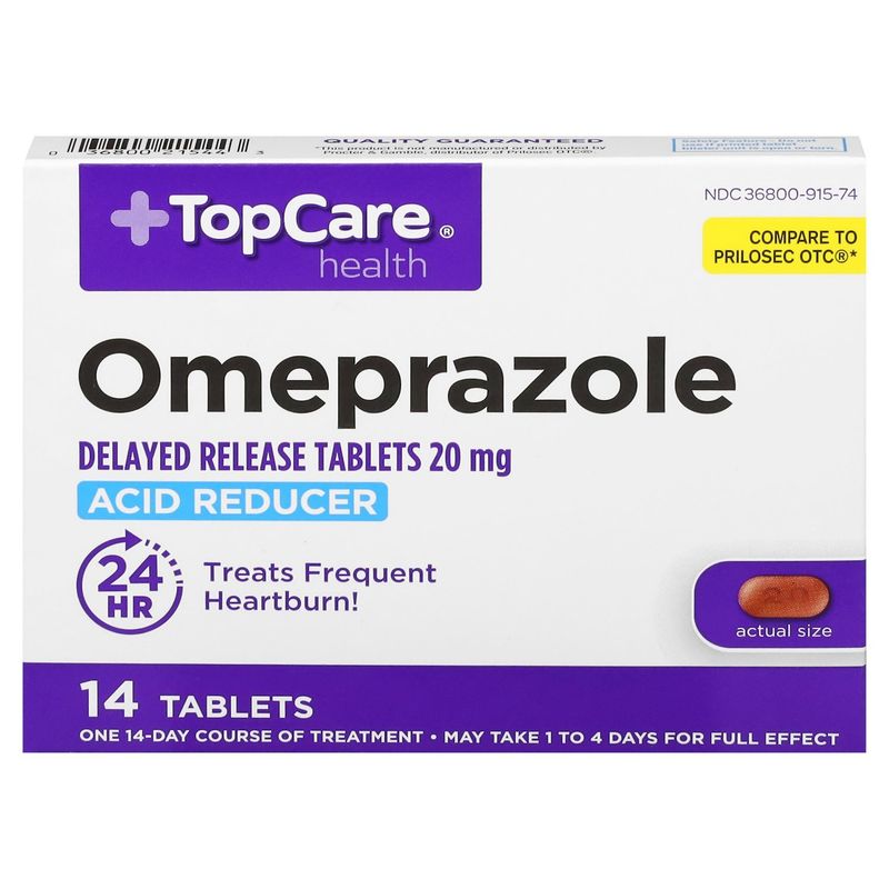 TopCare Health Omeprazole Acid Reducer Delayed Release Tablets, 20 mg, 14 count